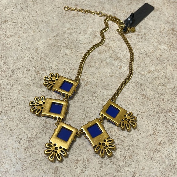 BNWT J CREW ROYAL BLUE & CRYSTAL ART DECO STYLE NECKLACE - Picture 4 of 7